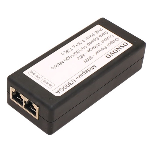 OSNOVO Midspan-1/300GA Midspan-1/300GA PoE-инжектор Gigabit Ethernet на 1 порт, мощностью до 30W