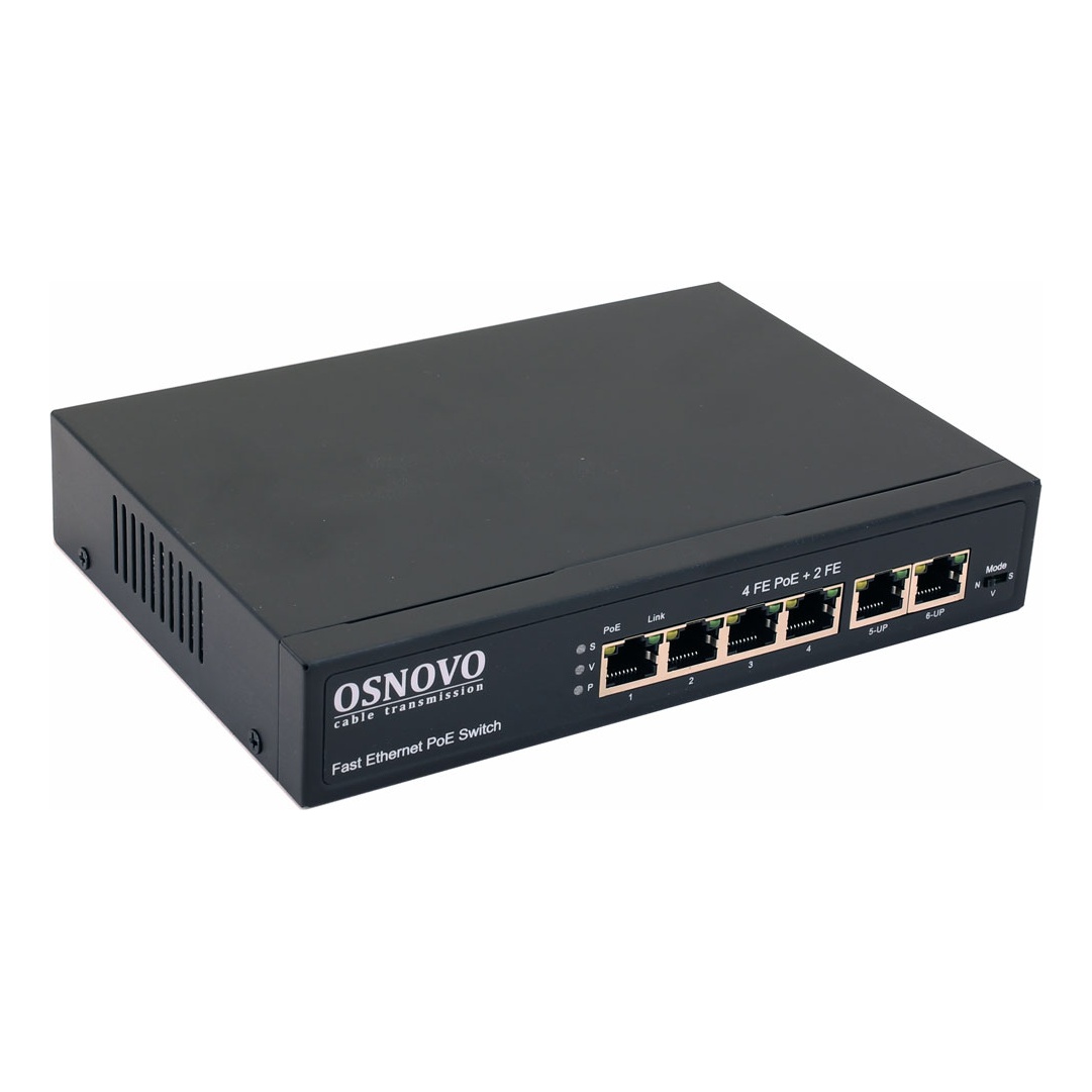 OSNOVO SW-20600(80W) SW-20600(80W) PoE коммутатор Fast Ethernet на 6 RJ45 портов