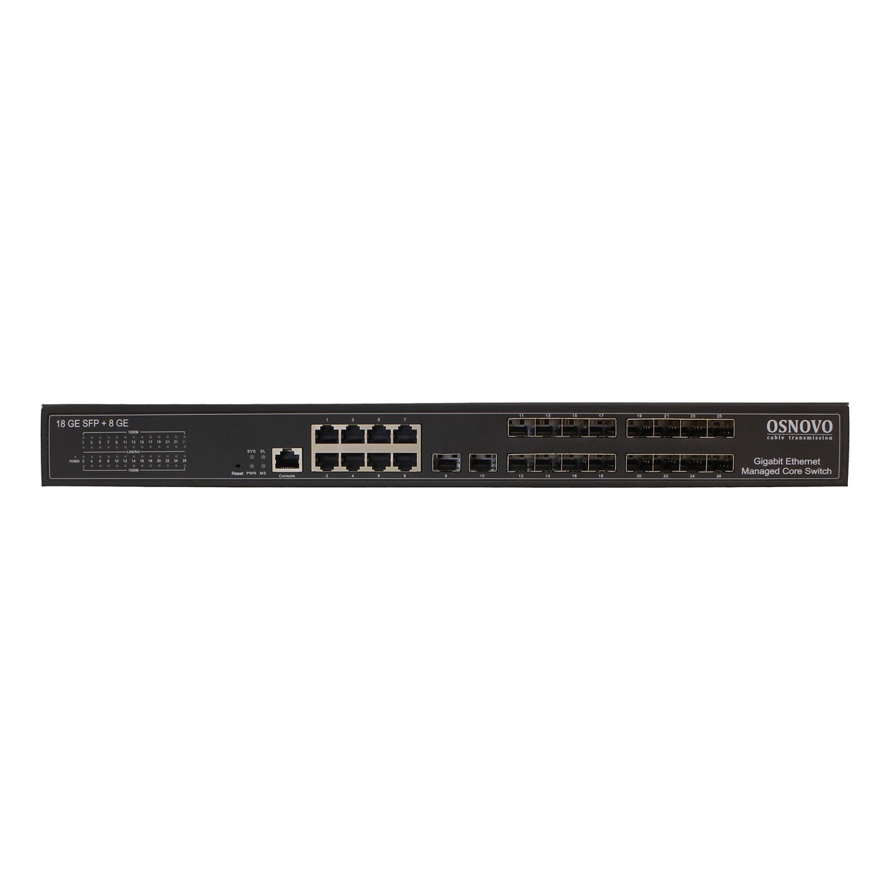 OSNOVO SW-70818/L2 SW-70818/L2 Управляемый L2+ коммутатор Gigabit Ethernet на 18 x GE SFP + 8 x GE RJ45 портов