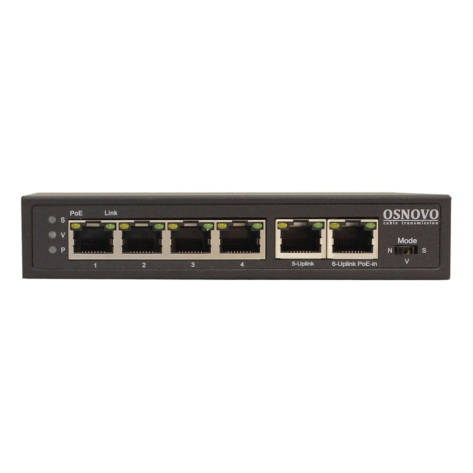 OSNOVO SW-20600/D SW-20600/D PoE Коммутатор/ удлинитель Fast Ethernet на 6 портов с питанием по PoE