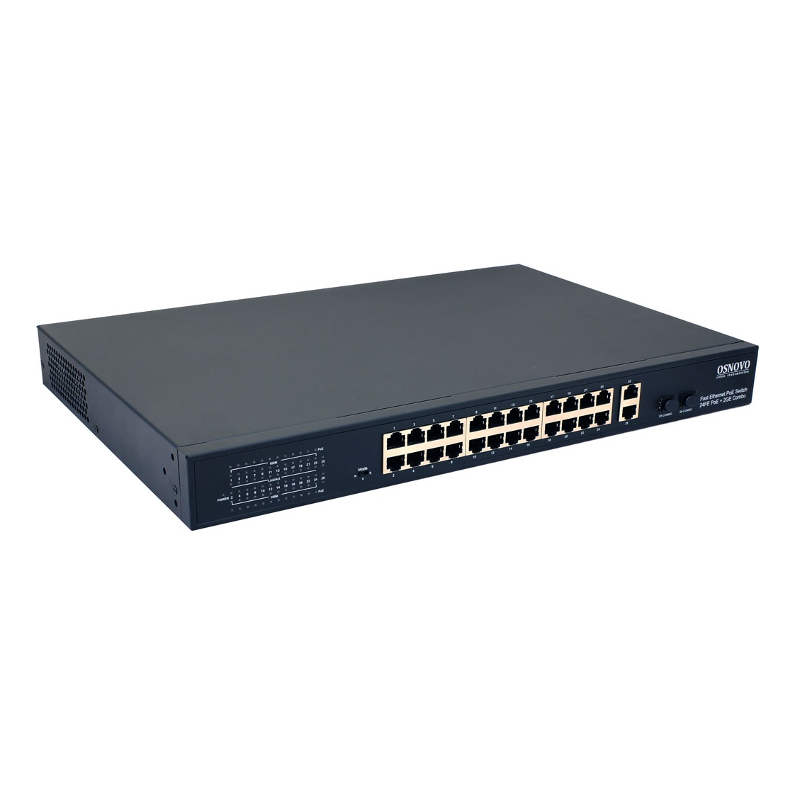 OSNOVO SW-62422(400W) SW-62422(400W) PoE коммутатор Fast Ethernet на 24 x RJ45 портов + 2 x GE Combo uplink порта