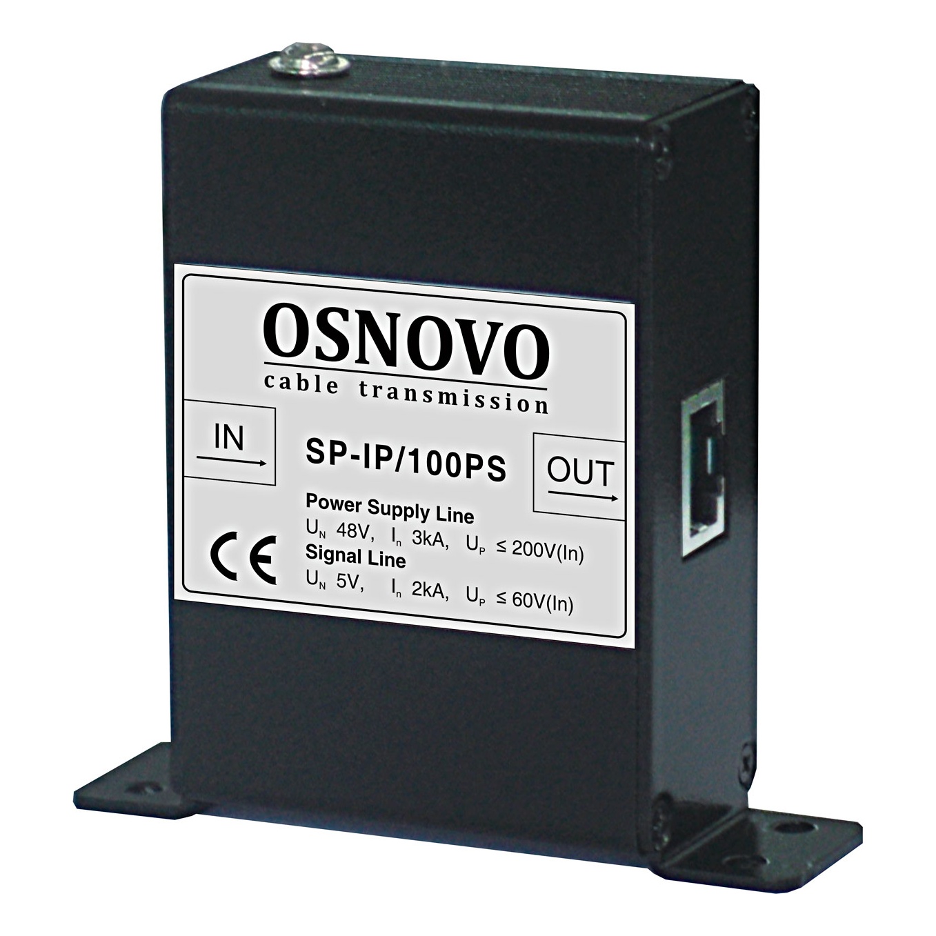 OSNOVO SP-IP/100PS Устройство грозозащиты для локальной вычислительной сети (скорость до 100Мбит/с) с защитой линий PoE (af/at, метод B, контакты 4/5, 7/8), двухступенчатая защита